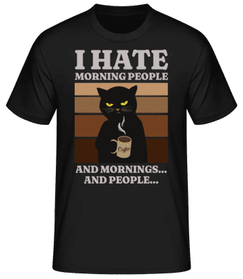 Cat I Hate Morning People - Men's Basic T-Shirt - Black - Front