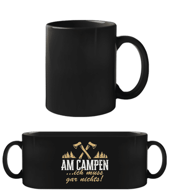 Am Campen - Schwarze Tasse - Schwarz - Vorne