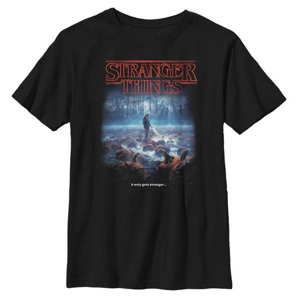 Preview: Netflix - Stranger Things - Hopper Strange Pumpkins - Halloween - Kids T-Shirt - Black - Front