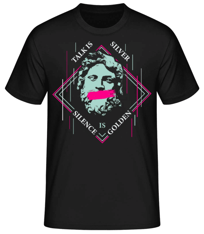 Vorschau: Silence Is Golden - Männer Basic T-Shirt - Schwarz - Vorne