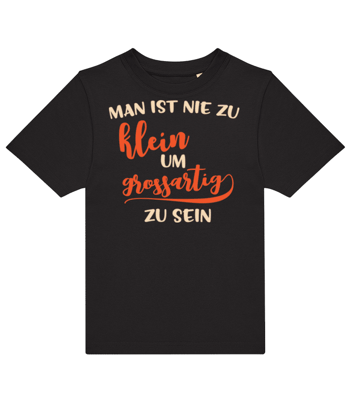 Vorschau: Man Ist Nie Zu Klein - Kinder T-Shirt B&C - Schwarz - Vorne