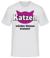 Katzen Würden Glatzen Kratzen - Männer Basic T-Shirt - Grau meliert - Vorne