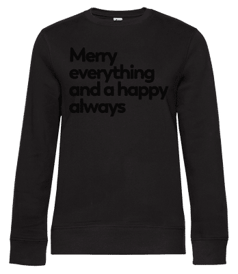 Merry Everything Happy Always - Sudadera estándar para mujer - Negro - delante