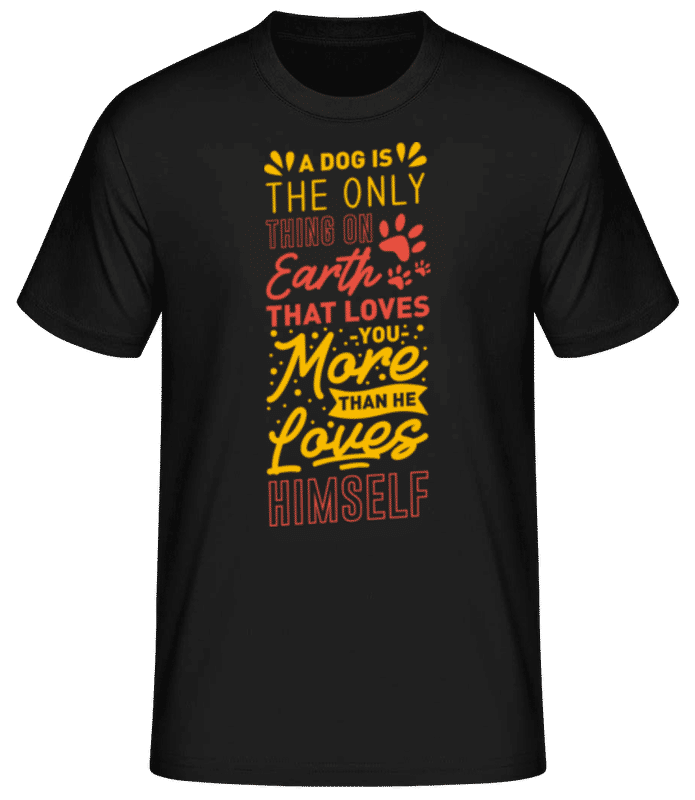 Preview: A Dog Loves You More Than Himself - Men's Basic T-Shirt - Black - Front