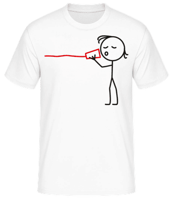 Schnurtelefon Mann - Männer Basic T-Shirt - Weiß - Vorne