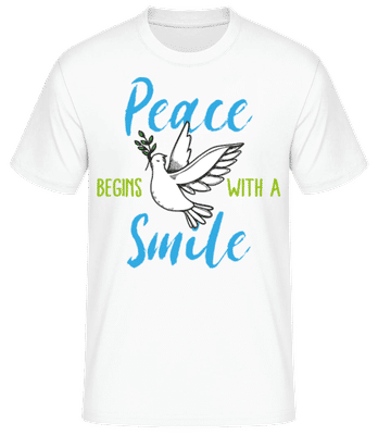 Peace Begins With A Smile - Men's Basic T-Shirt - White - Front