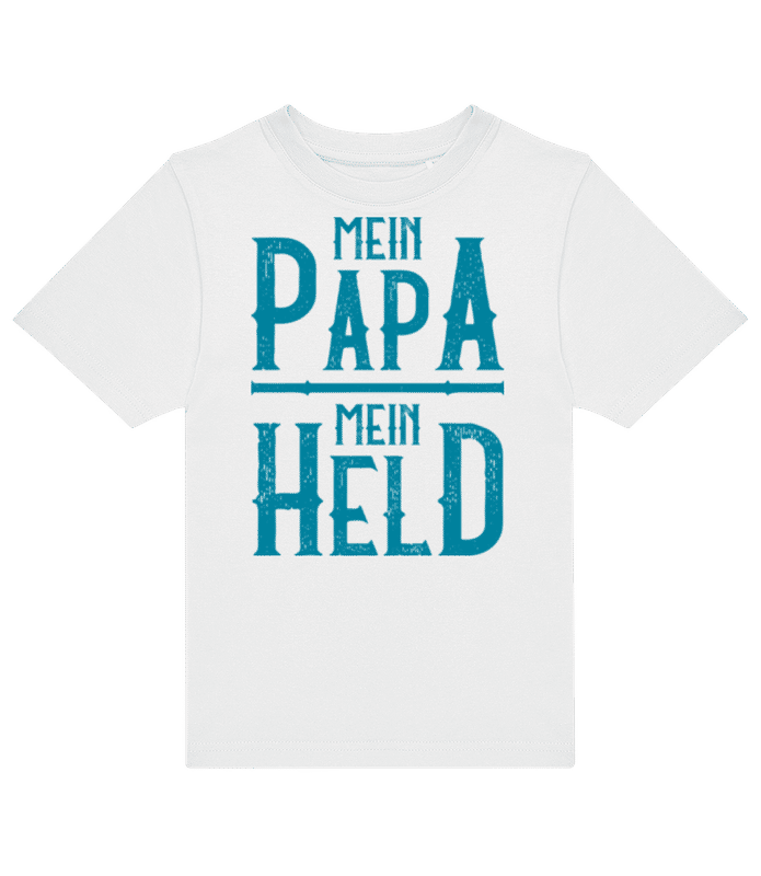 Vorschau: Mein Papa Mein Held Türkis - Kinder T-Shirt B&C - Weiß - Vorne