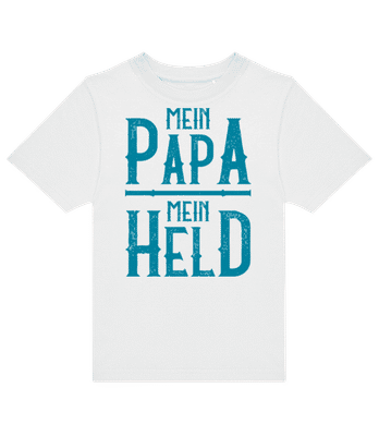 Mein Papa Mein Held Türkis - Kinder T-Shirt B&C - Weiß - Vorne