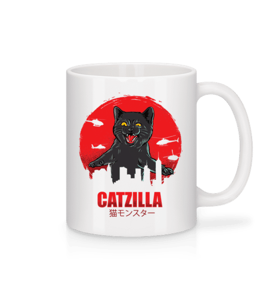Aperçu: Catzilla - Mug en céramique blanc - Blanc - Devant