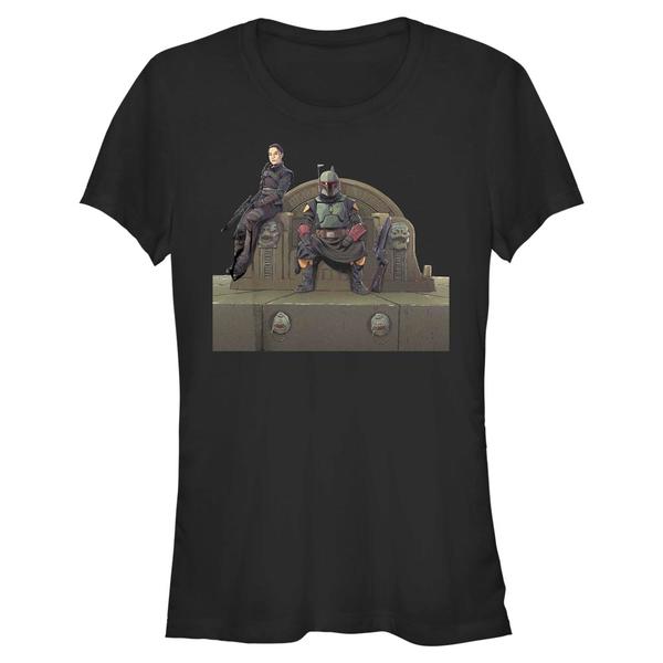Preview: Star Wars - The Mandalorian - Boba Fett Throne Of Fett - Women's T-Shirt - Black - Front