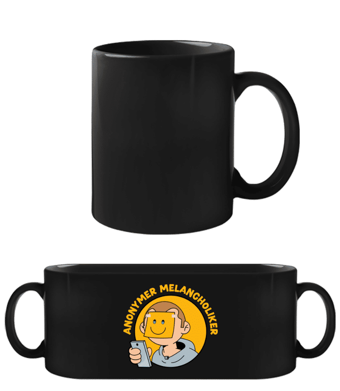 Vorschau: Anonymer Melancholiker - Schwarze Tasse - Schwarz - Vorne