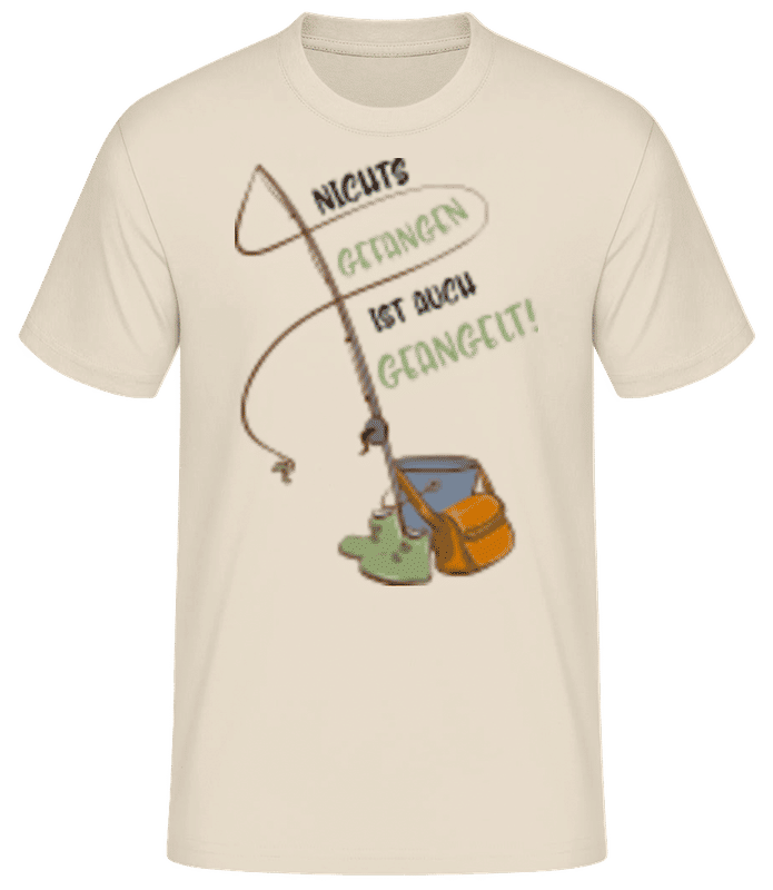 Vorschau: Nichts Gefangen Ist Auch Geangelt - Männer Basic T-Shirt - Creme - Vorne