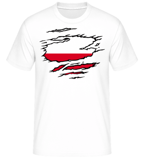 Aperçu: Drapeau déchiré Pologne -  T-Shirt Shirtinator homme - Blanc - Devant
