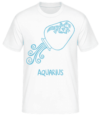 Scribble Style Zodiac Sign Aquarius - Men's Basic T-Shirt - White - Front