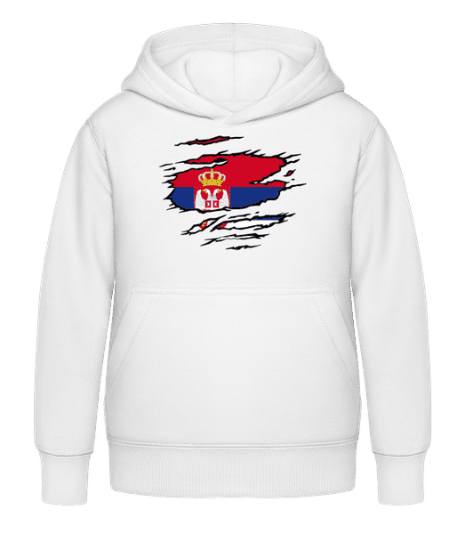 Drapeau déchiré Serbie - Sweat à capuche Enfant - Blanc - Devant
