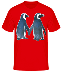 Penguin couple back · Camiseta básica para hombre