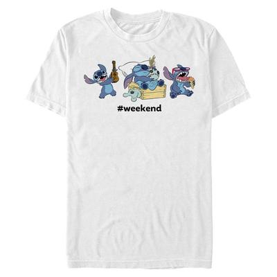 Disney - Lilo & Stitch - Stitch Logo Demo Glow Weekend - Men's T-Shirt - White - Front