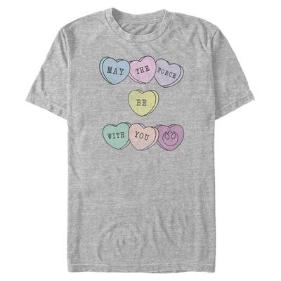 Star Wars - Text Force Hearts - Valentine's Day - Homme T-shirt - Gris chiné - Devant
