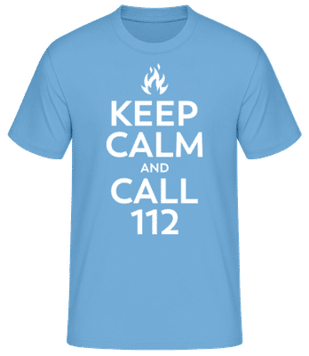 Keep Calm And Call 112 - Pánske basic tričko - Svetlo modrá - Predné