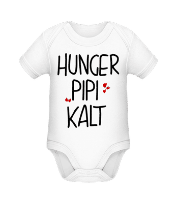 Hunger Pipi Kalt - Baby Bio Strampler - Weiß - Vorne