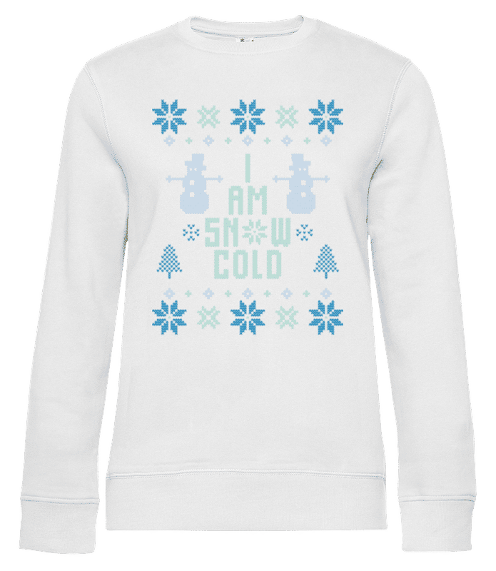 Vorschau: I Am Snow Cold - Frauen Standard Pullover - Weiß - Vorne