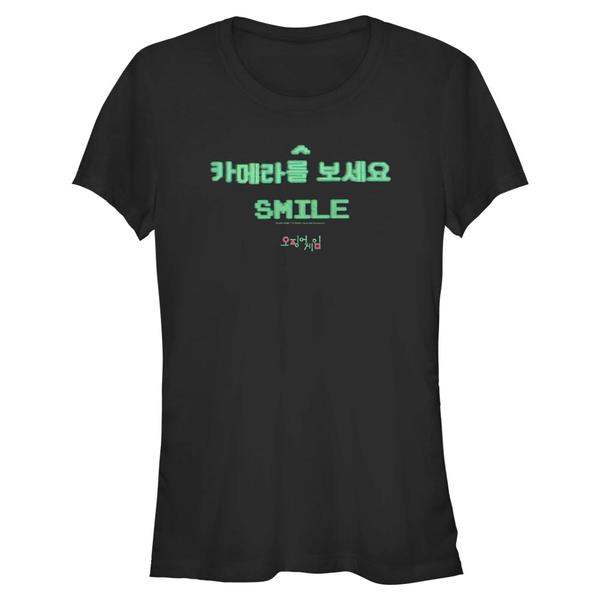 Aperçu: Netflix - Squid Game - Text Smiling Games - Femme T-shirt - Noir - Devant