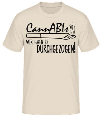 CannABIs Durchgezogen - Männer Basic T-Shirt - Creme - Vorne