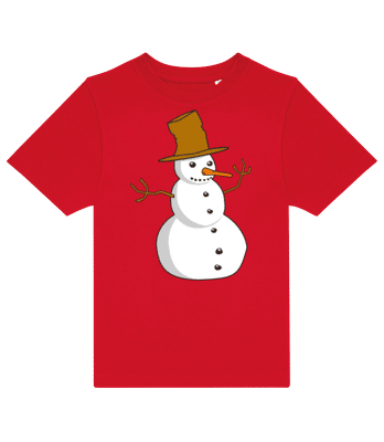 Bonhomme De Neige Avec Chapeau - T-shirt enfants B&C - Rouge - Devant