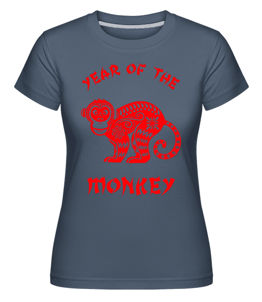 Aperçu: Chinese Zodiac Year Of The Monkey - T-shirt Shirtinator femme - Bleu denim - Devant