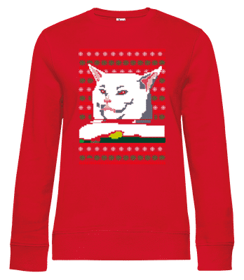 Ugly Cat Christmas - Sweat-shirt standard pour femme - Rouge - Devant