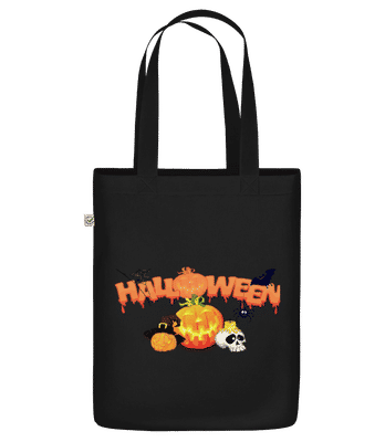 Halloween Citrouille Corbeau - Sac en toile bio - Noir - Devant