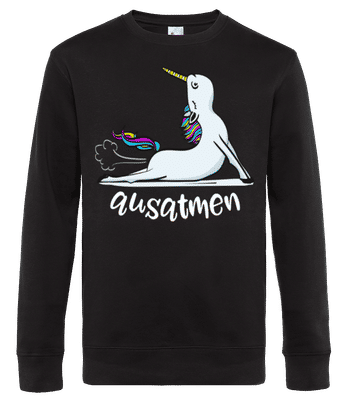 Ausatmen Einhorn Yoga - Männer Standard Pullover - Schwarz - Vorne