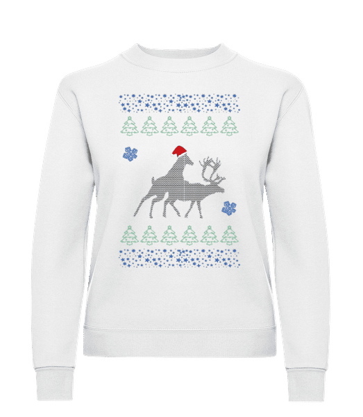 Vorschau: Rentier Party - Frauen Pullover - Weiß - Vorne
