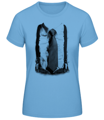 Suspenders And Tie - Women's Basic T-Shirt - Light blue - Front