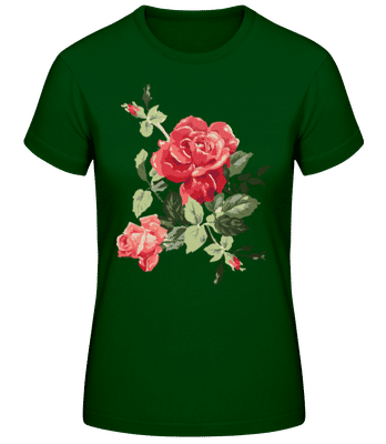 Red Roses Pink - Women's Basic T-Shirt - Bottle green - Front