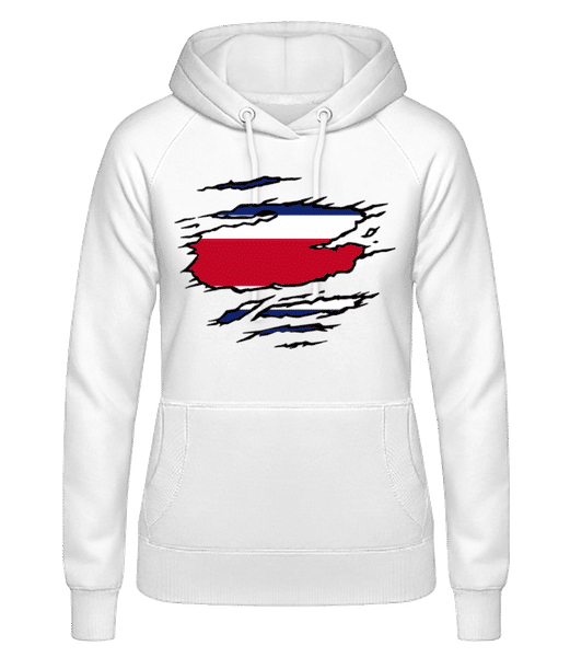 Aperçu: Drapeau mûré Costa Rica - Sweat à capuche Femme - Blanc - Devant
