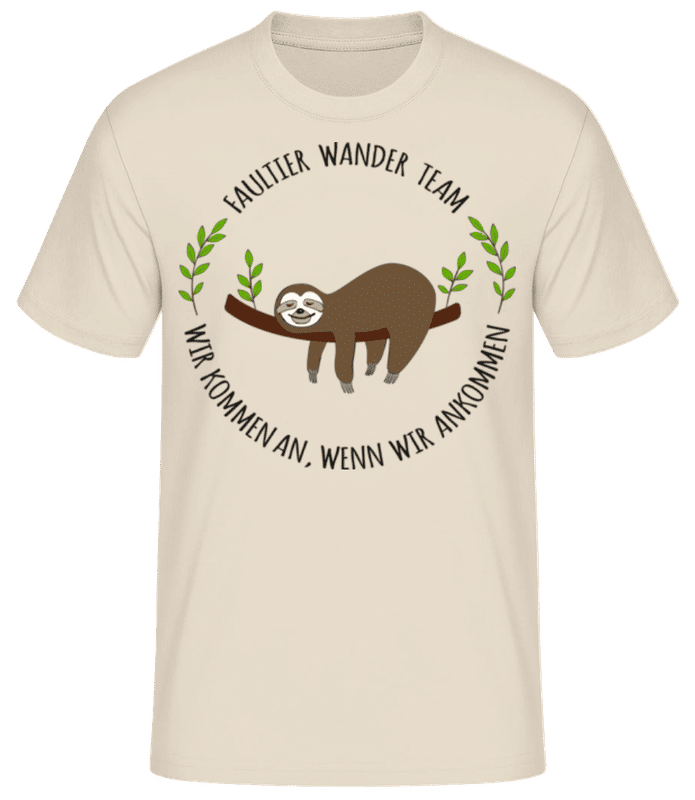 Vorschau: Faultier Wander Team - Männer Basic T-Shirt - Creme - Vorne