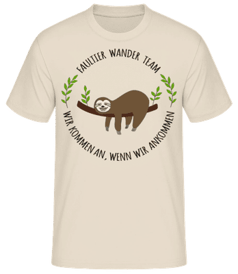 Faultier Wander Team - Männer Basic T-Shirt - Creme - Vorne