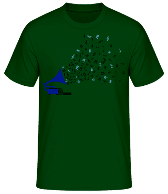 Music Notes Gramophone - Men's Basic T-Shirt - Bottle green - Front