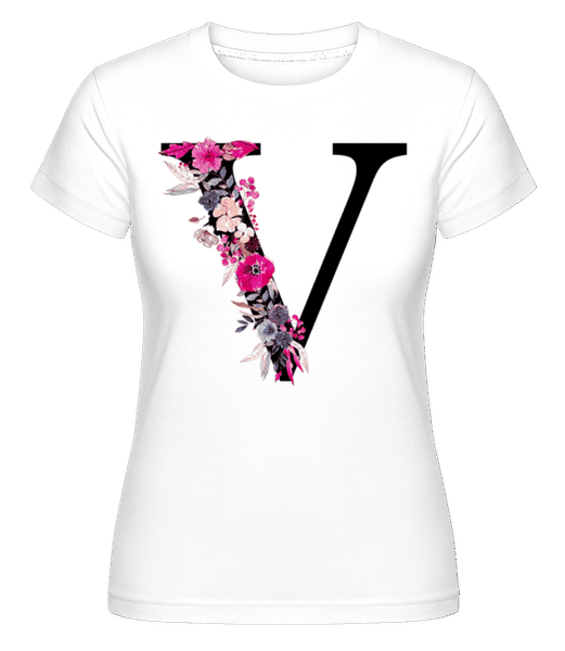 Aperçu: Fleurs Initiale V -  T-shirt Shirtinator femme - Blanc - Devant