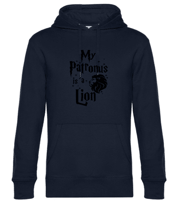 My Patronus Is A Lion - Sweat à capuche premium Unisexe - Bleu marine - Devant
