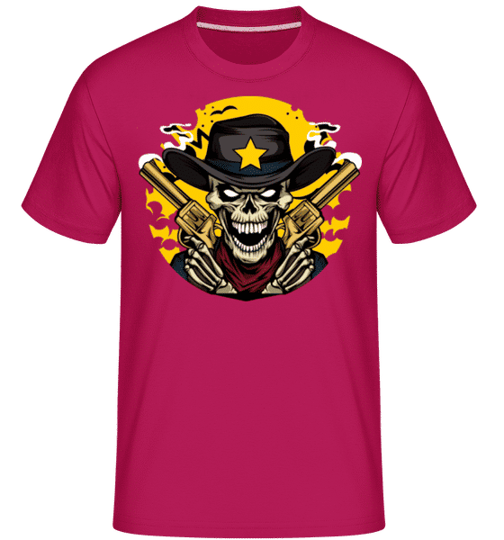 Aperçu: Cowboy Skull -  T-Shirt Shirtinator homme - Magenta - Devant