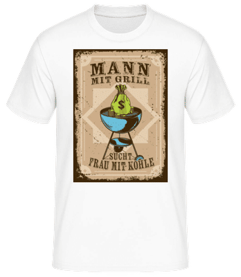 Mann Grill Frau Kohle - Männer Basic T-Shirt - Weiß - Vorne
