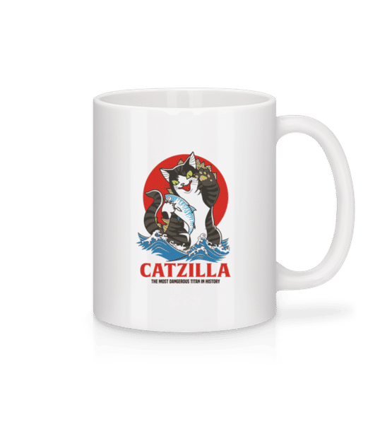 Aperçu: Catzilla - Mug en céramique blanc - Blanc - Devant