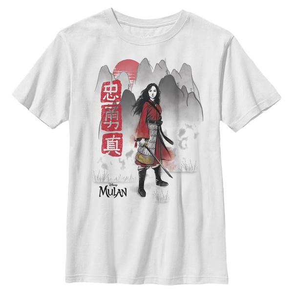 Aperçu: Disney - Mulan - Mulan Loyal Brave True - Enfant T-shirt - Blanc - Devant