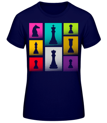 Pop Art Šach - Dámske basic tričko - Namornícka modrá - Predné