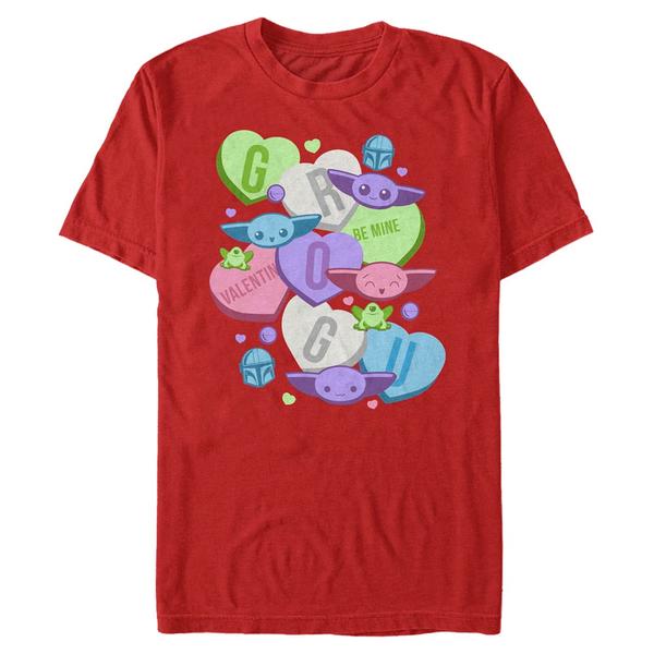 Aperçu: Star Wars - The Mandalorian - Mandalorian & the Child Grogu Hearts - Valentine's Day - Homme T-shirt - Rouge - Devant