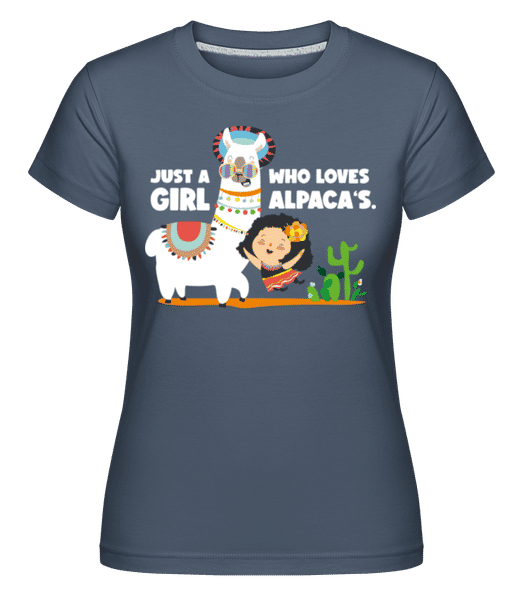Preview: Just A Girl Who Loves Alpacas - Shirtinator Women's T-Shirt - Denim - Front