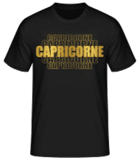 Écriture Doré Astrologique Capricorne - T-shirt standard Homme - Noir - Devant