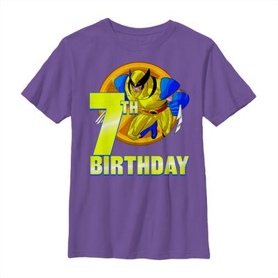 Marvel - X-Men - Wolverine 7th Clawed Birthday - Birthday - Kids T-Shirt - Purple - Front